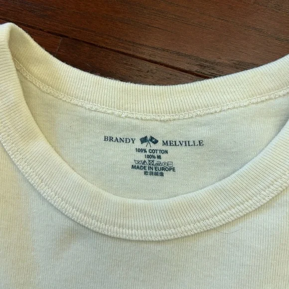 Brandy Melville Black and Cream Cowboy baby tee one size cotton made in Europe - Picture 3 of 7